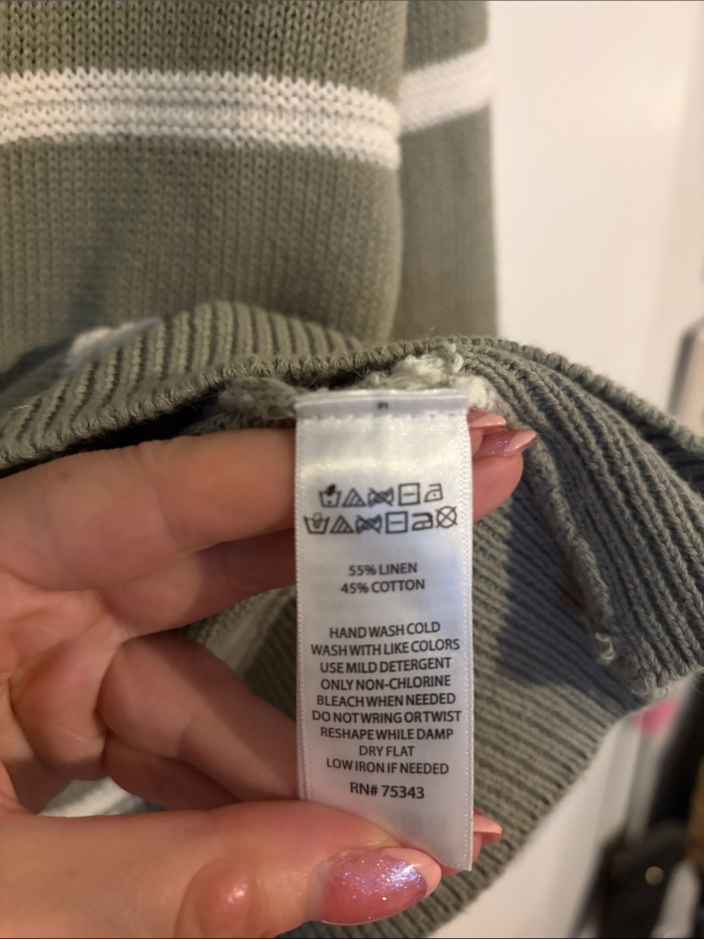 C&C CALIFORNIA | Linen Olive & White Striped Knit Hoodie Sweater - Picture 7 of 14